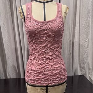 Ann Ferriday VTG. Embroidered Pucker 100% Cotton Sequin Tank S